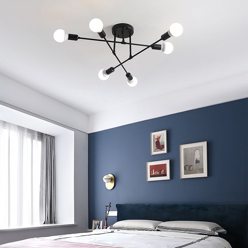 Sputnik Semi Flush Light Fixture Minimalist Style Metal Semi Flush Mount Ceiling Fixture