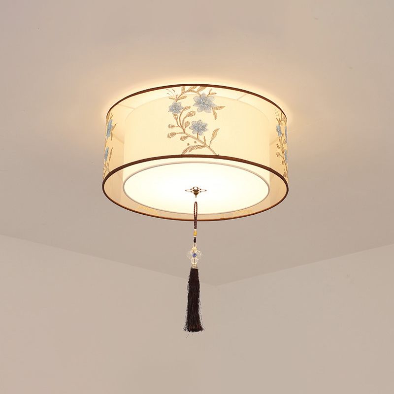 Traditional Flush Mount Light Fixtures 3-Light White Flushmount Ceiling Lamp for Living Room