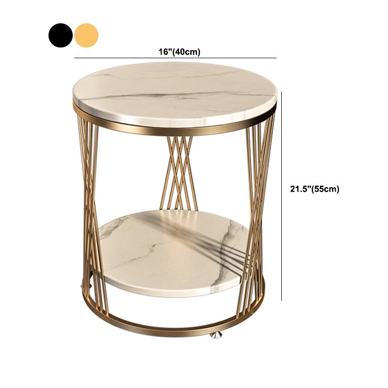 Modern Round Side Table Minimalist Slate Sofa Corner Table with Storage