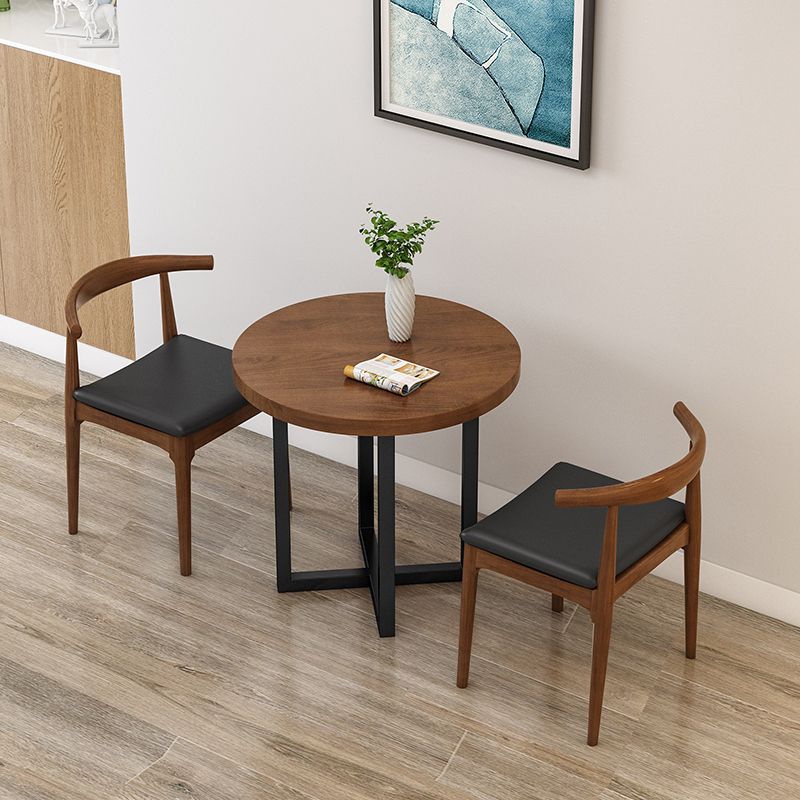 Round Solid Wood Top Dining Table Modern Sled Base Dining Table
