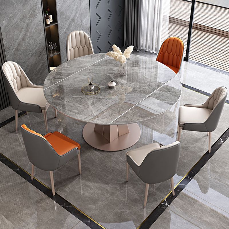 Convertible Furniture Glam Pedestal Dining Table for Kitchen