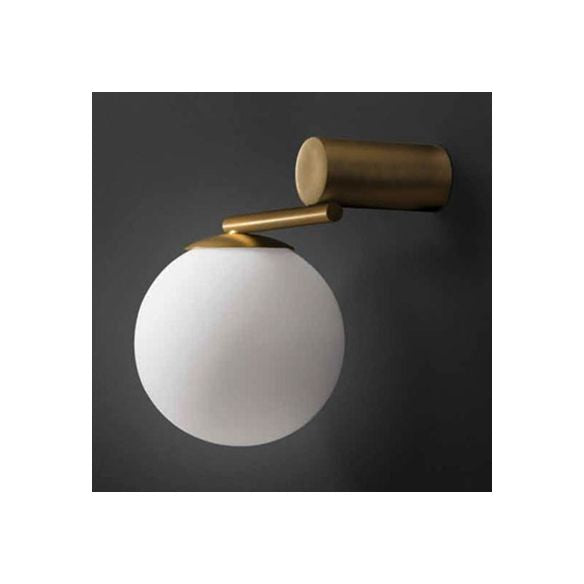 White Glass Sphere Wall Lighting Modern 1 Light Gold Led Wall Mount Light Fixture