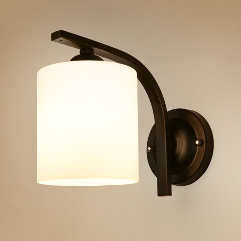 Contemporary Vanity Lamp Cylinder Glass Wall Light Fixture for Bathroom