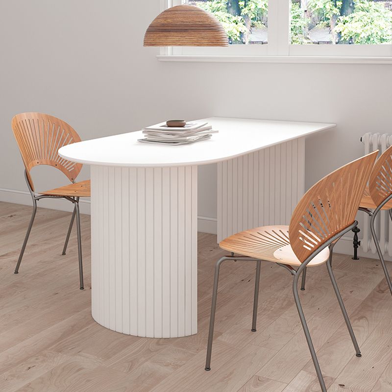 Solid Wood White Dining Table Simplicity Double Pedestal Table for Dining Room