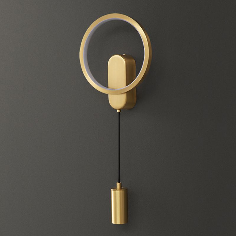 Minimalism LED Wall Sconce 2-Light Brass Sconce Lighting for Bedroom