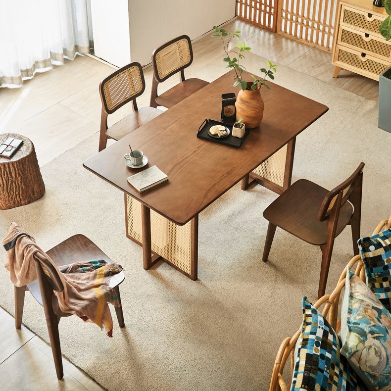 Solid Wood Open Back Contemporary Dining Room Chair in Brown