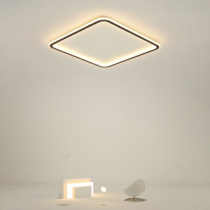 Ultrathin Square LED Flush Light Fixture Minimalist Acrylic Bedroom Ceiling Lamp in Black