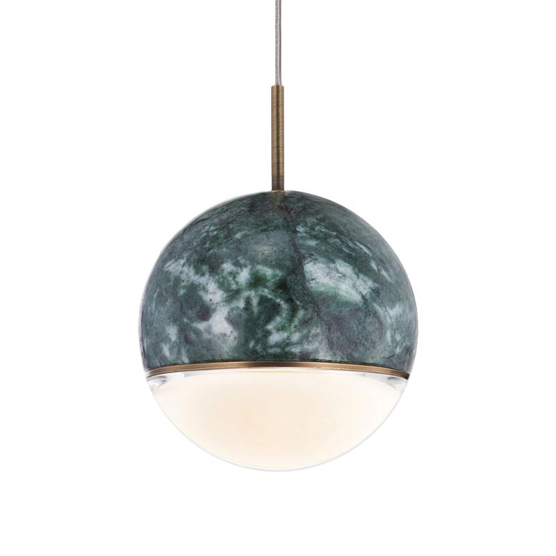 Spherical Dining Room Hanging Light Marble 1 Bulb 4"/6" Wide Nordic Down Lighting Pendant in Black/White/Green