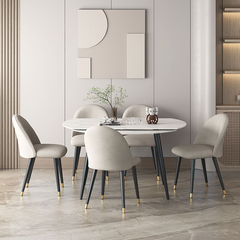 Standard Sintered Stone Top Dining Room Set with 4 Black Metallic Legs for Dining Furniture