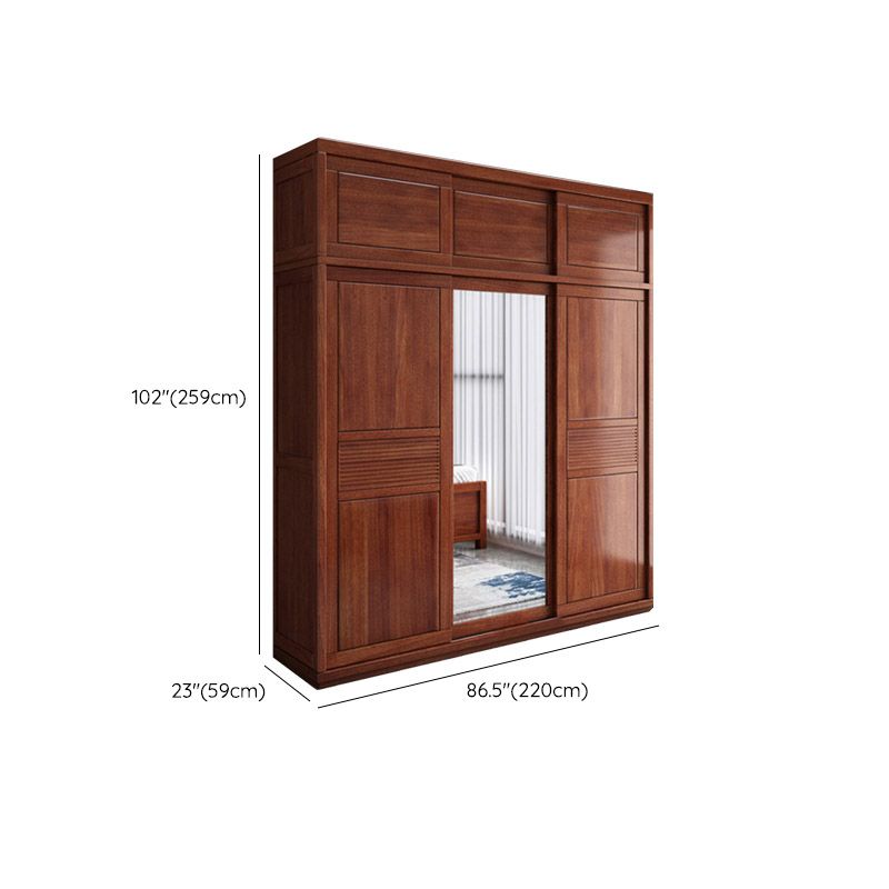 Contemporary Style Wardrobe Armoire Solid Wood Wardrobe Closet with Doors and Drawer