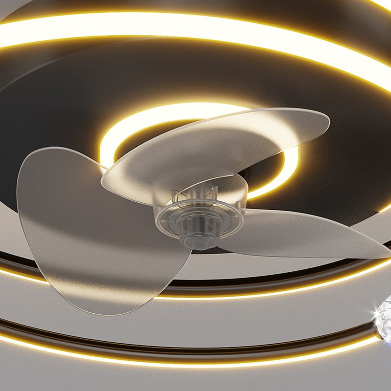 3-Blade LED Fan with Light Modern Black/Golden Ceiling Fan for Foyer