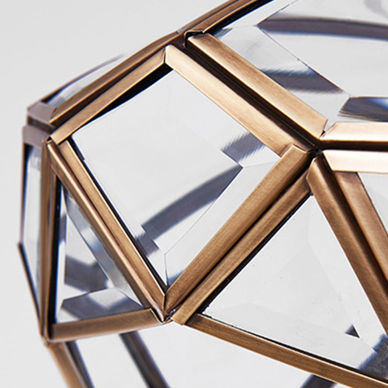 Colonical Artistic Dome Ceiling Light Copper Indoor Ceiling Fixture with Pure Glass Shade