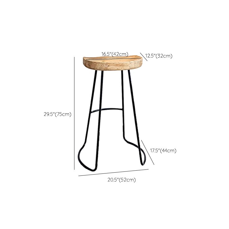 Modern Armless Backless Counter Stool Iron Bar Stool with Pedal