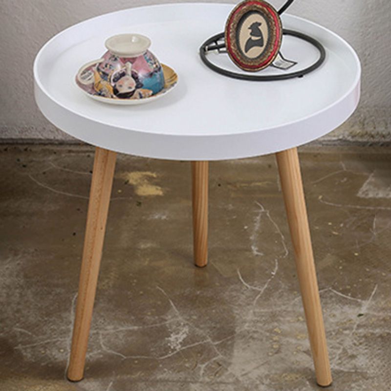 19.69 inch Wide Scandinavian Sofa Side Accent Table Wooden 3 Legs Round Side End Table