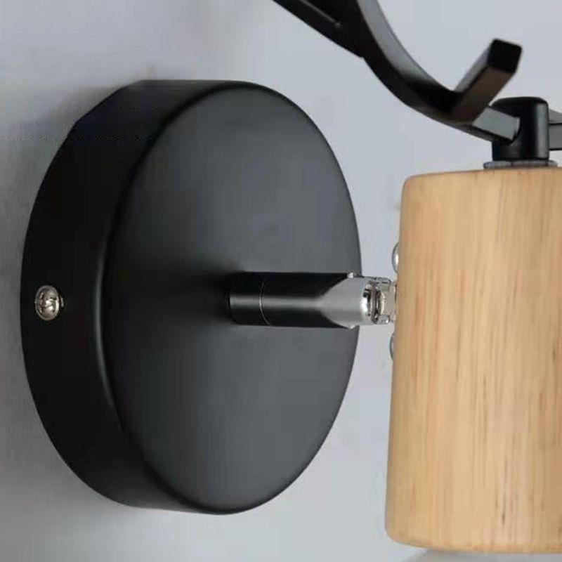 Unique Shape Wood Vanity Sconce Light Modern Style 1-Light Vanity Mirror Lights