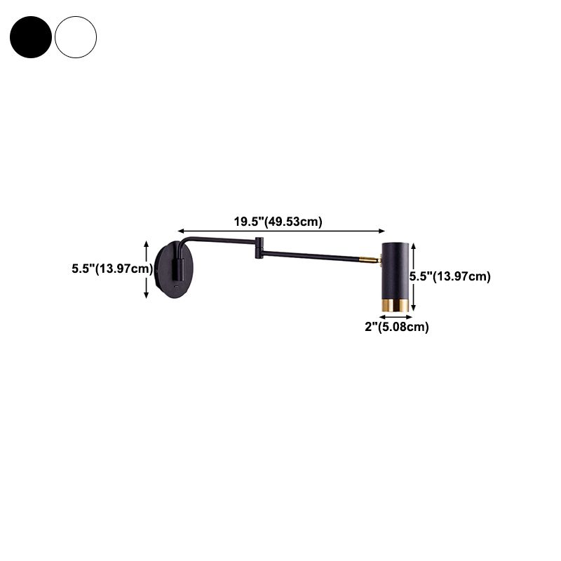 Black/White Single Modern Wall Mounted Sconce Metal Wall Light for Bedroom