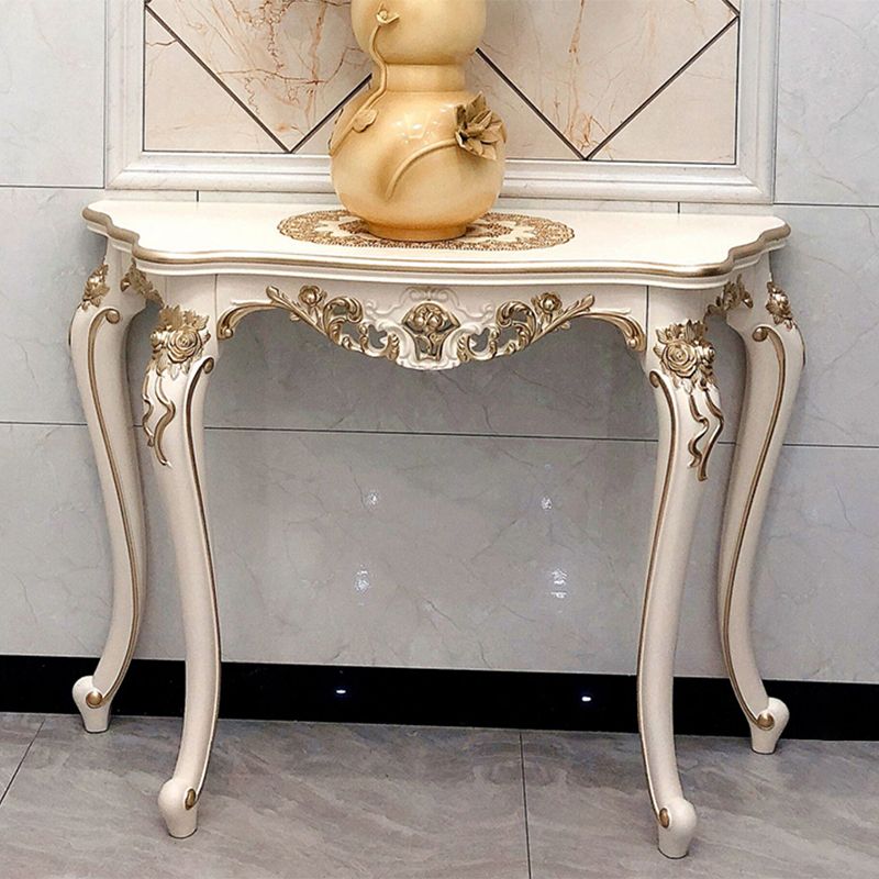 Victorian Hall 4 Legs Solid Wood Half Moon Console Accent Table