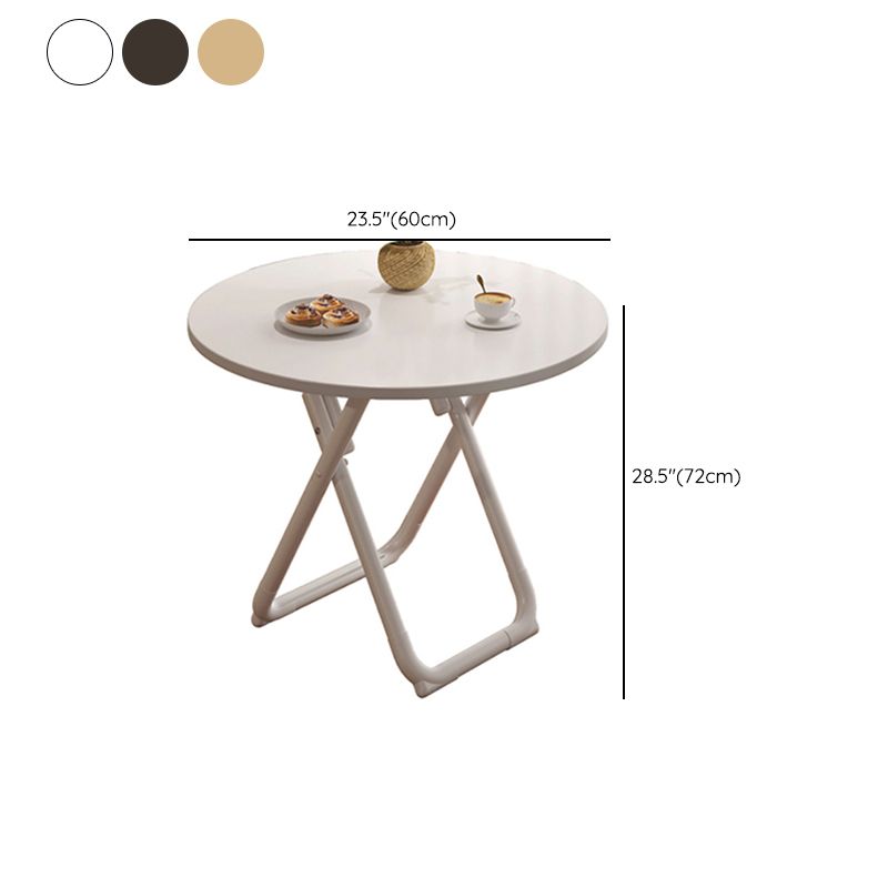 Modern Folding Dining Table Wooden Tabletop with Metal Base for Home