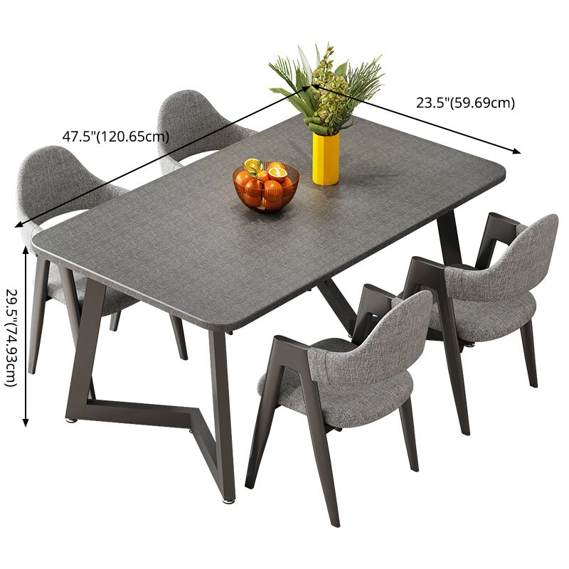 Standard Wood Dining Table with 2 Black Metallic Legs for Dining Furniture