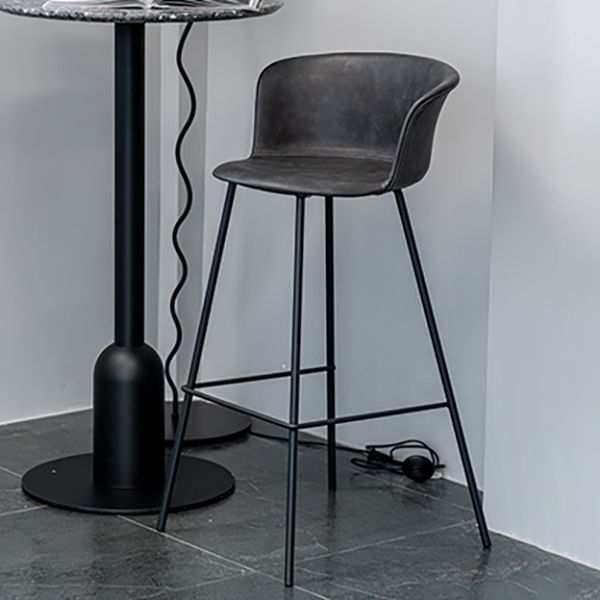 Indoor Leather Bar & Counter Stool Industrial Footrest Low Back Bucket Counter Chair