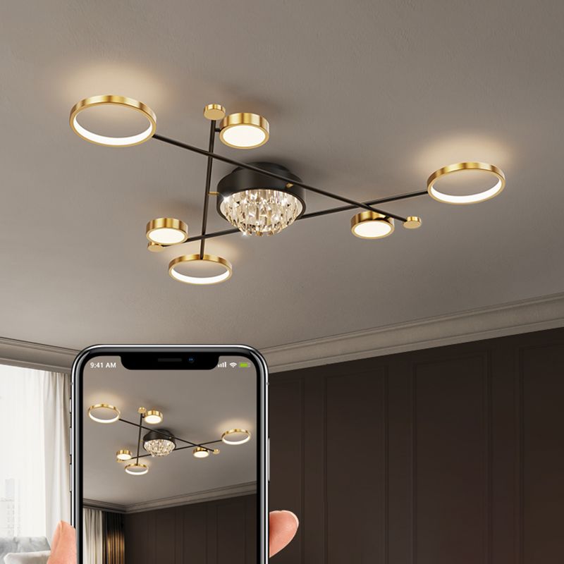 Éclairage du Mont-Flush moderne Sputnik Crystal Flush Mount Ceiling Light for Living Room