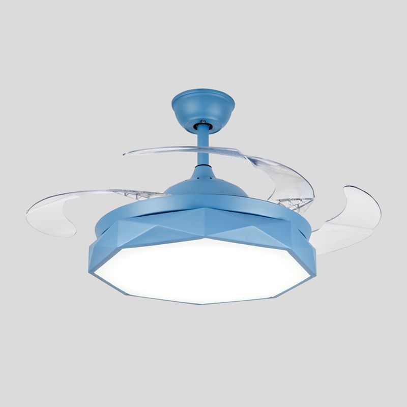 Ventilador de colgante geométrico de macarrón Lámpara acrílica de acrílico Lámpara de semi rascilla de dormitorio