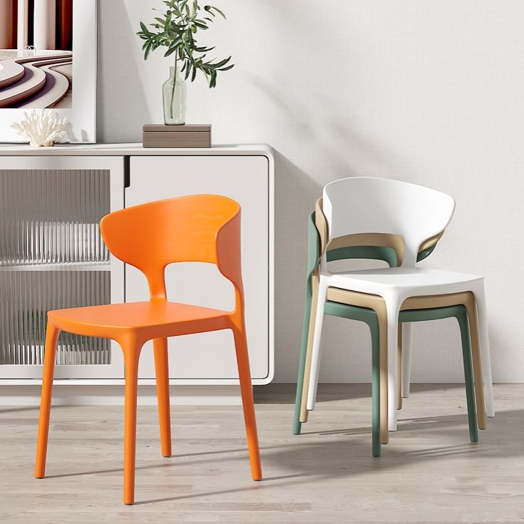 Minimalist Plastic Dining Armless Chair Colorful Wingback Side Chair