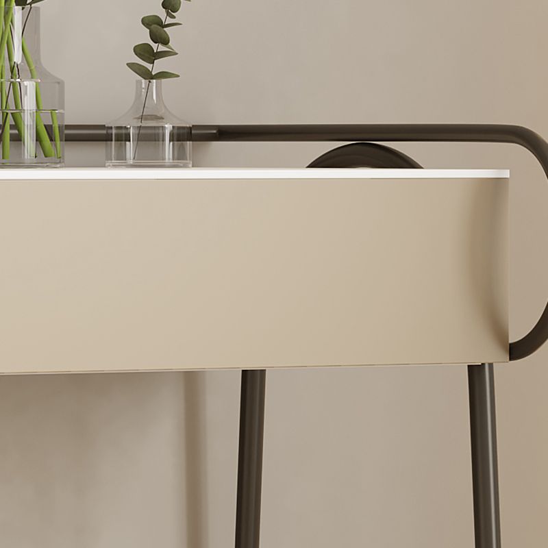 Stone Top Mirrored Make-up Vanity Metal Dressing Table Set with Stool