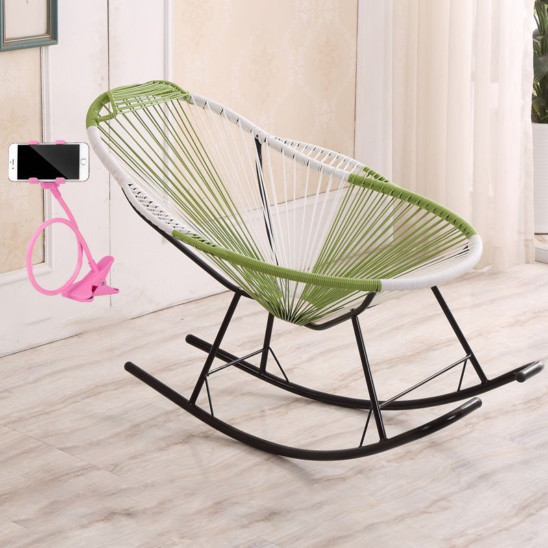 Stylish Rocking Accent Chair Woven Rope Color Block Indoor Rocking Chair