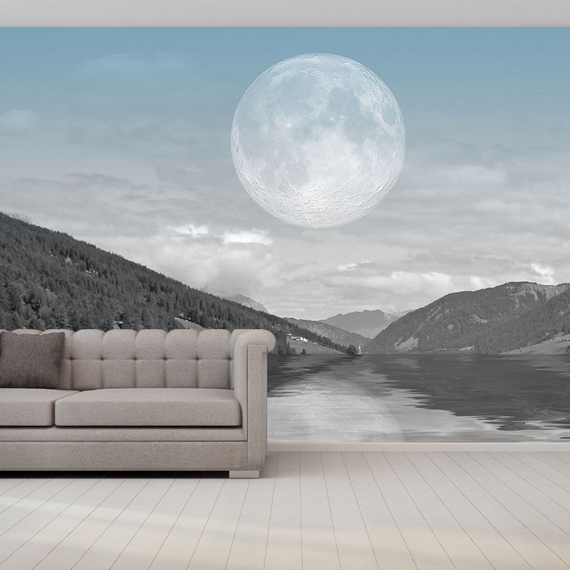 Illustration Stain Resistant Wall Mural Wallpaper Mountain Sitting Room Wall Mural