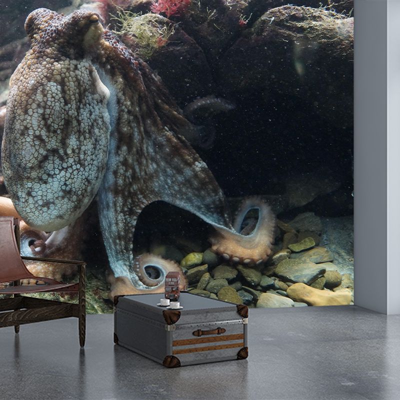 Pleasing Wall Mural Octopus Patterned Sitting Room Wall Mural