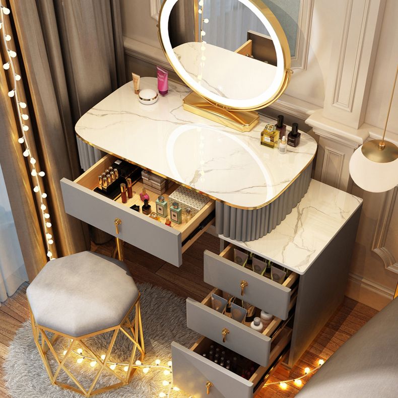 Solid Wood Makeup Vanity Desk Lighted Mirror Makeup Vanity Set