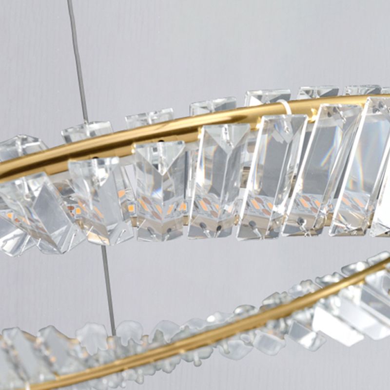 Modern Luxury LED Chandelier Lacquered Iron Circular Pendant Light with Crystal Shade