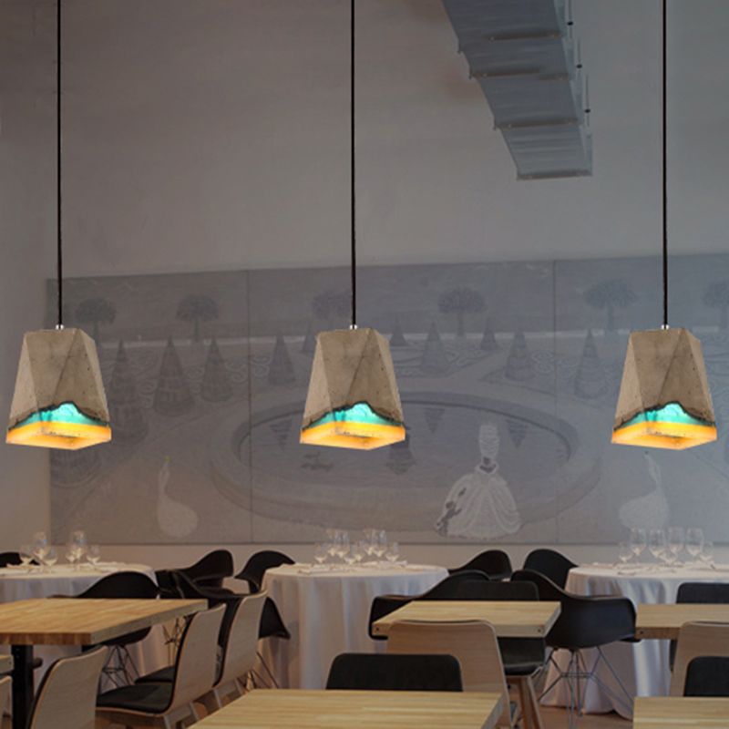 Contemporary Shaded Ceiling Light Cement 1-Light Restaurant Hanging Pendant Light in Grey
