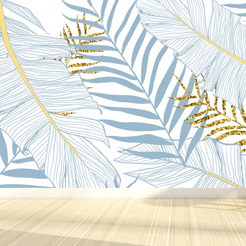 Leaves Print Wall Mural Tropical Washable Living Room Wall Covering, Personalize