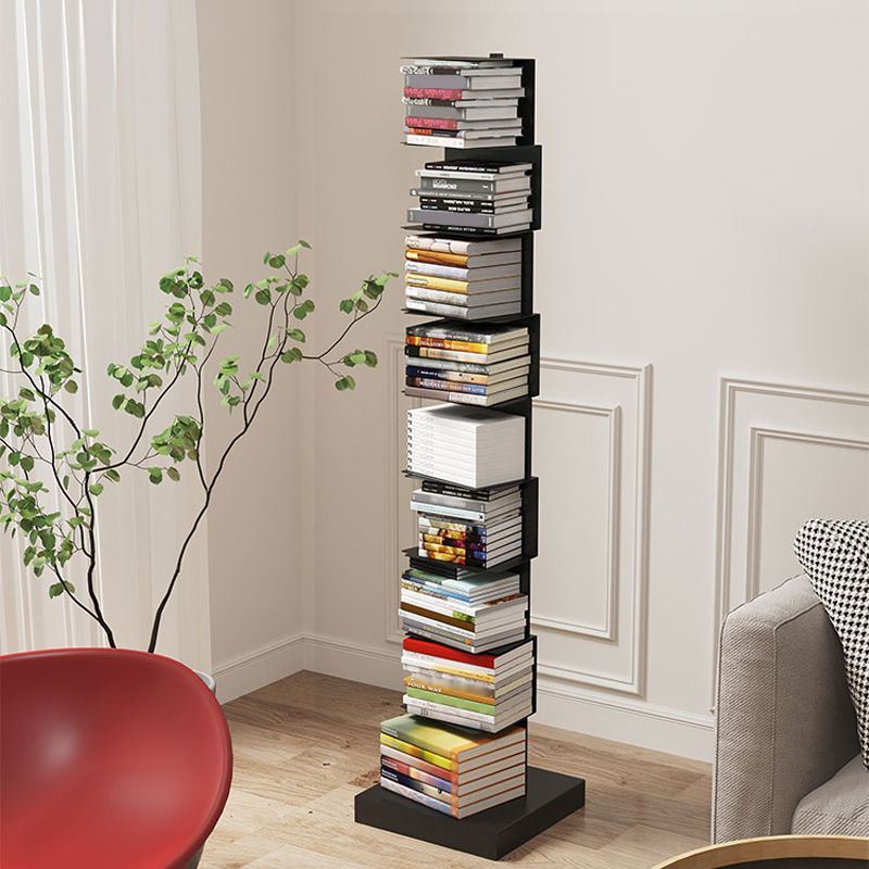 Contemporary Corner Bookshelf Closed Back Iron Vertical Bookcase