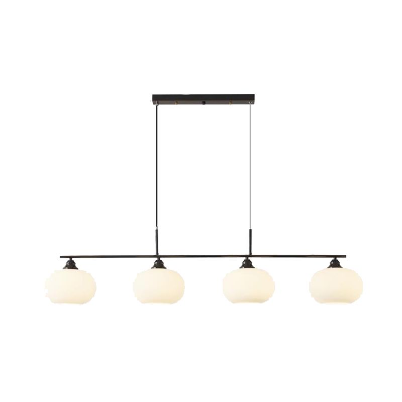 3/4-Light Contemporary Kitchen Island Lighting Shaded Ceiling Light in Golden/Black