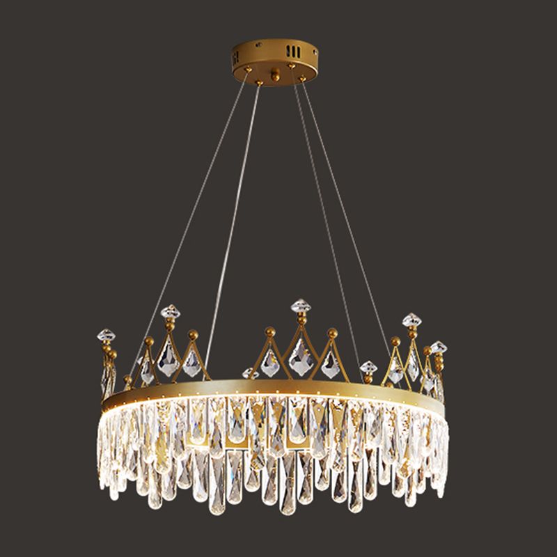 Contemporary Crown Chandelier Lights Crystal Pendant Ceiling Lights for Living Room