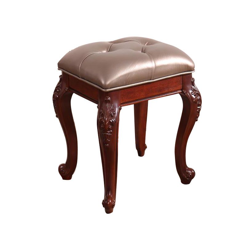 Mid-Century Modern Ottoman Faux Leather Upholstered Tufted Rectangle Ottoman