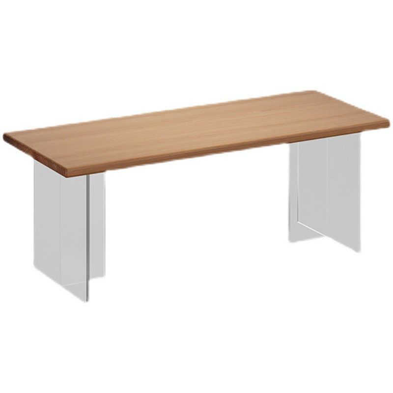 Modern Rectangular Dining Set Solid Wood and Acrylic 1/2/5 Pieces Natural Table and Chairs