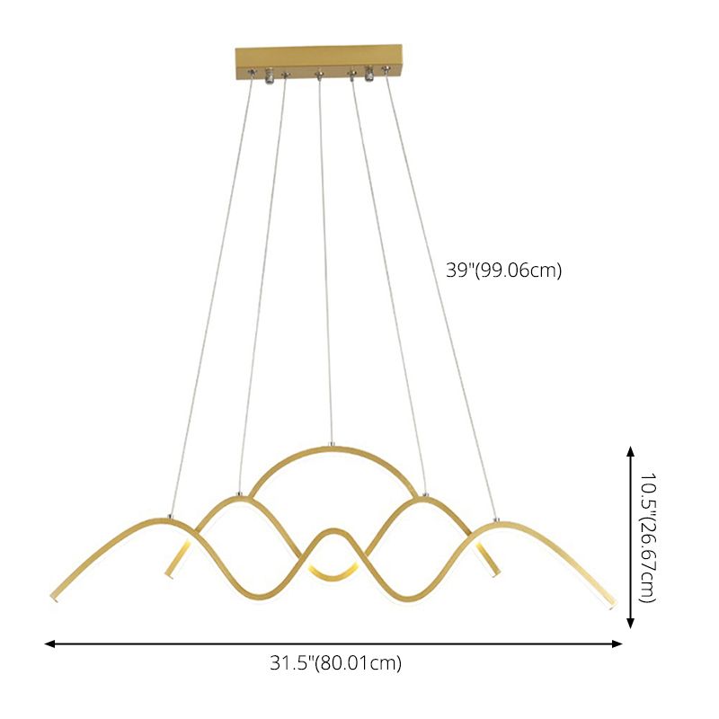 Wave Metal Suspension Pendant Light Contemporary Style LED Chandelier Lighting Fixture