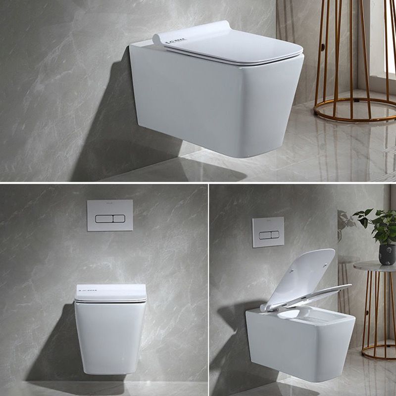 Modern Wall Mount Toilet Bowl 1-Piece Urine Toilet with Slow Close Seat for Washroom