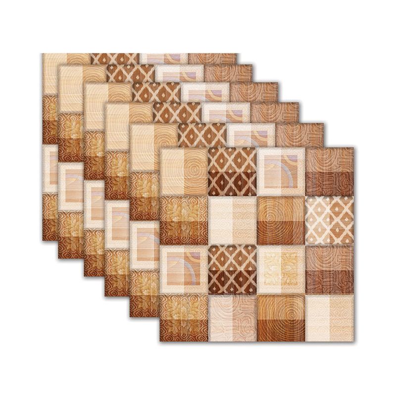 Rustic Mosaic Tile Brick Wallpapers Brown Peel and Paste Wall Art for Living Room