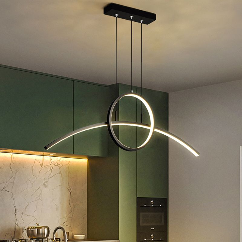Linear Shape Island Lights Contemporary Metal 2 Light Pendant Light Fixtures