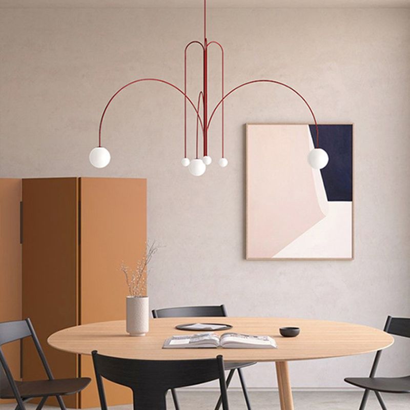 Creatividad posmoderna lámpara de techo de perlas vidrio crema de vidrio colgante con cordón colgante para sala de estar