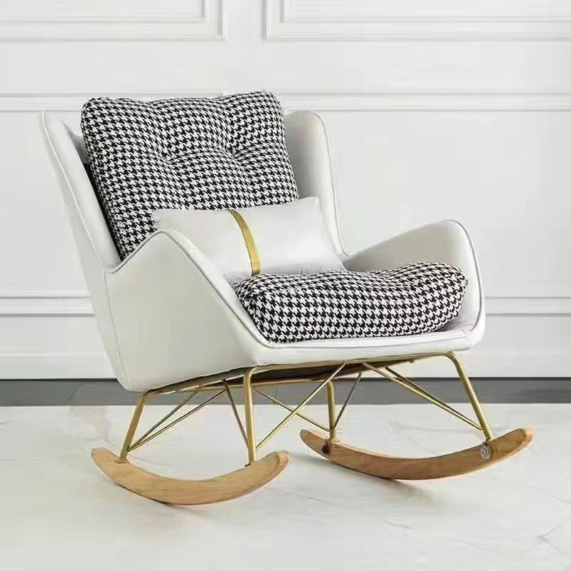 Magnificent Leather Rocking Chair Removable Cushions Rocker Chair with Pillow