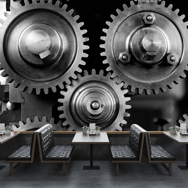 Industrial Style Gear Mural Wallpaper Water Resistant Wall Decoration for Sitting Room