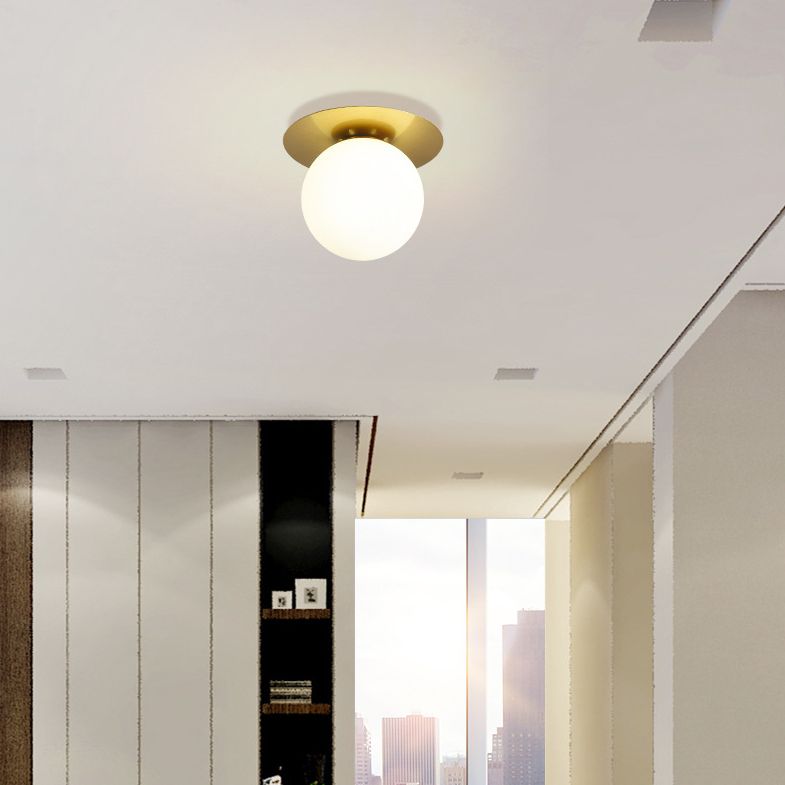 Minimalist Flush Mount Ceiling Light Fixture Spherical Flush Ceiling Light Fixture with Glass Shade