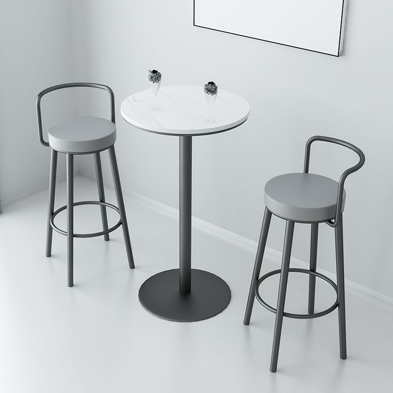 Glam Style Armless Counter Stool Faux Leather Round Bar Stool