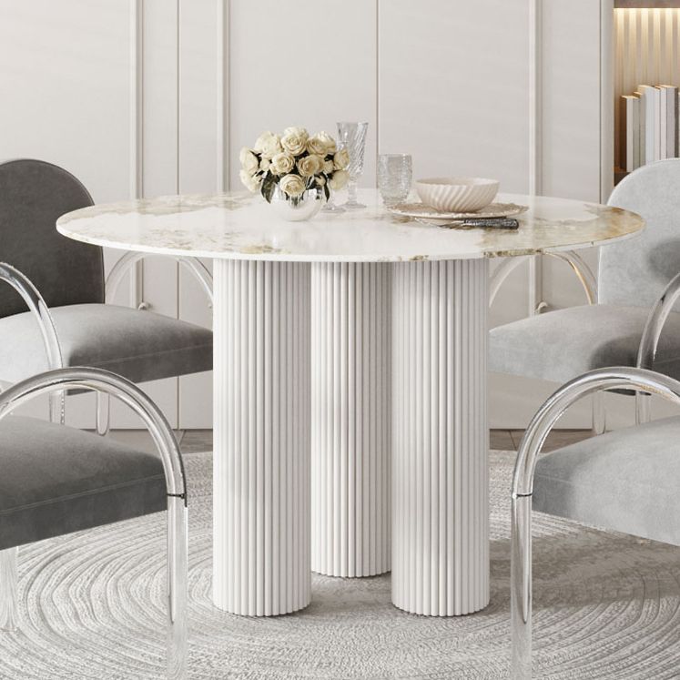 Modern 1/5 Pieces Dining Set Round Stone Dining Table for Dining Room Kitchen